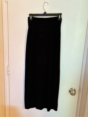 Black Pull-on Maxi Pencil Skirt